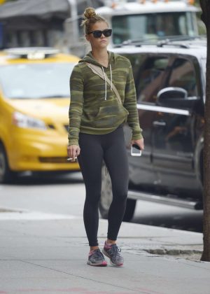 Nina Agdal in Leggings Out in New York City
